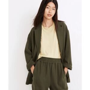 Madewell Diamond Jacquard Shaw Blazer in dark forest green size xs oversized